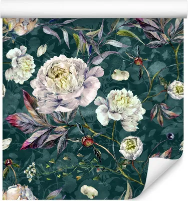 Zdjęcie produktu dla Tapeta Dzika Natura kwiaty piwonie vintage Dekoracja Przyrodnicza z modnym efektem 3D
