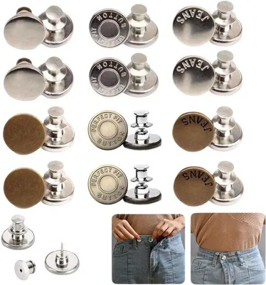Produktbild von 12 Stück Knopfspangen für Jeans, metallisch, wiederverwendbar