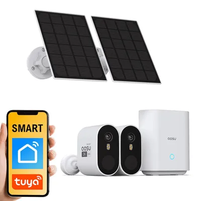 Zdjęcie produktu dla Zestaw 2 kamer solarnych Tuya Aosu SL-C7P-2H Wyraźny obraz 24/7, lokalna pamięć masowa