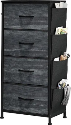 Imagen del producto de Ibenzoa®: Armario de almacenamiento multifuncional y robusto, con estructura de metal y 5 cajones de tela con altura ajustable, ideal para el hogar, la oficina y el garaje