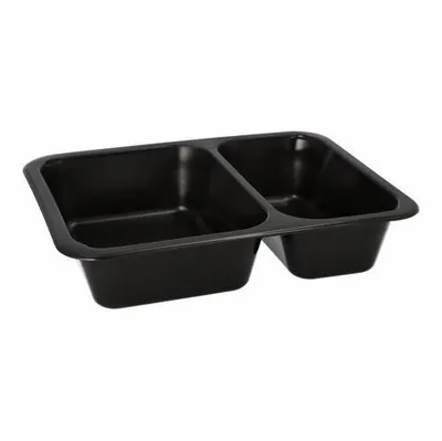 Produktbild von 100x Mehrweg Menüschalen 2-geteilt 22,7 x 17,8cm Mikrowellengeeignet schwarz