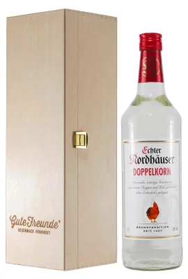 Produktbild von Echter Nordhäuser Doppelkorn 1L mit Geschenk-HK