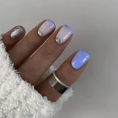 Produktbild von 24 Stück Nägel Blau Weiß zum Aufkleben Acryl Fingernägel