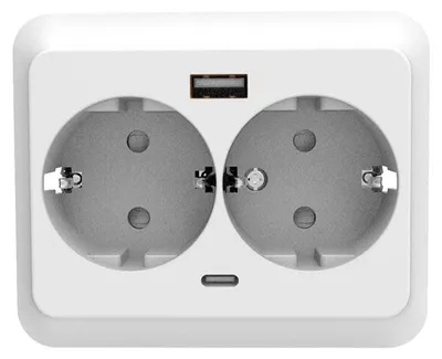 Produktbild von Doppelsteckdose – Unterputzdose mit 2 Steckdosen 16 A, 250 V und USB-Ports A und B