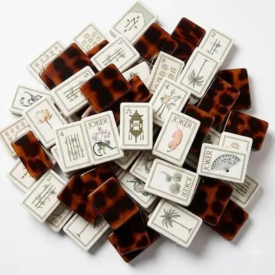 Imagen del producto de Juego de mahjong, juego americano de mahjong de 4 piezas, fabricado en acrílico, que incluye 160 fichas y 4 dados