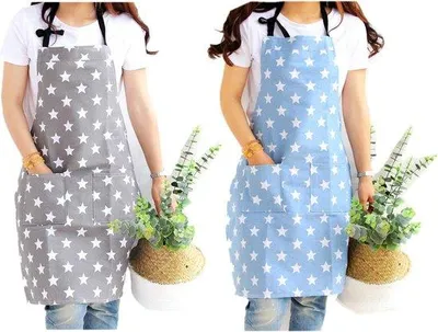 Produktbild von Unyqoos® 2er-Set Kochschürzen mit 2 Taschen, Baumwoll-Polyester, Grau & Blau, 76,5 x 56,5 cm, verstellbar für Küche & Grill