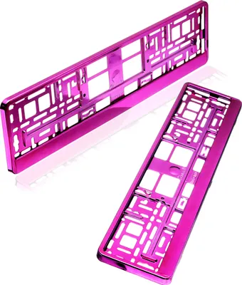 Immagine prodotto di Fabbrica di cartelli - Supporti per targa rosa cromati, set da 2 pezzi