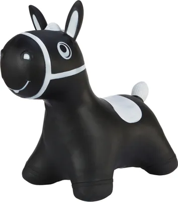 Produktbild von Hoppimals Höpftier schwarz Pferd mit Pumpe Hüpfpferd aufblasbares Hüpfspielzeug aus Gummi