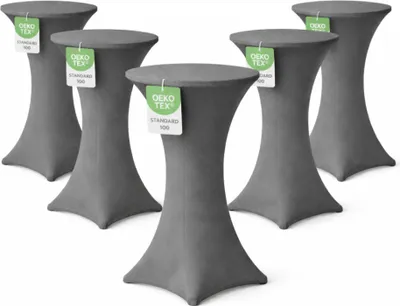 Produktbild von Stehtischhusse für Bistrotisch mit 4 Fußlaschen elastisch Stretch   Ø 70-75x110-120 cm Anthrazit (5 Stück)