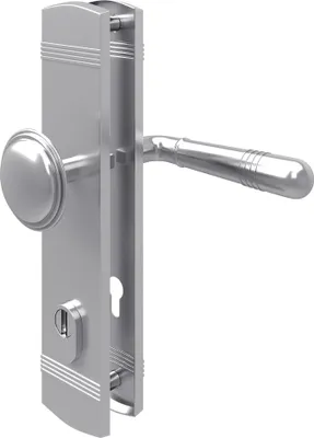 Produktbild von Profilzylinder Schutzbeschlag Chrom glänzend Sicherheitsbeschlag Kernziehschutz Türdrücker Knopf / Drücker DIN 8/72