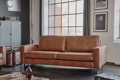 Produktbild von KAWOLA Sofa VILNIUS 2-Sitzer Kunstleder mit Lederanteil cognac