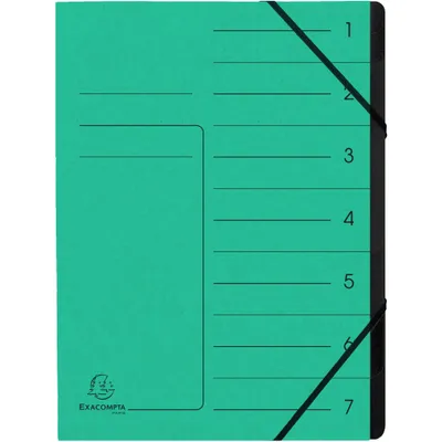 Image de Exacompta 10x Trieur agrafé noir 7 compartiments A4 Vert 540703E