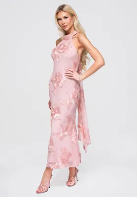 Produktbild von LARICA Kleid Maxi Halter Eleganz LA-OM-DLR378 pink L