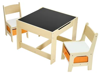 Obrázok produktu pre Sada detského stola s 2 stoličkami a úložným priestorom pod stoličkami, sada stola a stoličiek pre deti na maľovanie, čítanie, písanie a kreatívne aktivity, sedacia súprava pre detské škôlky, herný a písací stôl