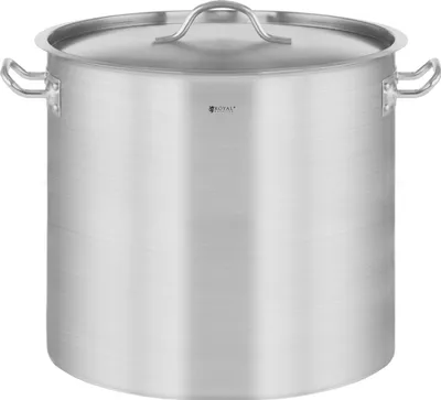 Produktbild von Royal Catering Kochtopf, 17 L / 15,5 L Nutzvolumen, Ø 28 cm innen / 30,8 cm außen, 28 cm Höhe, 3,8 mm Bodenstärke, Edelstahl, Induktion, Silber, dreilagiger Kapselboden, wärmeisolierte Griffe, ergonomischer Rand, inkl. Deckel, Gastro & Heimgebrauch, gesundheitlich unbedenklich