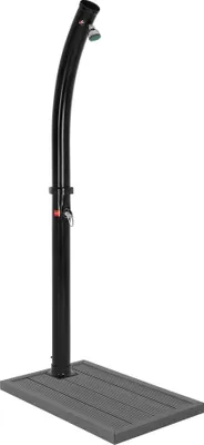 Produktbild von ML-Design Solardusche 20L 222cm rund Schwarz gebogen mit Bodenplatte Dunkelgrau, Solar Gartendusche mit schwenkbarer Duschkopf, warmes Wasser 60°C