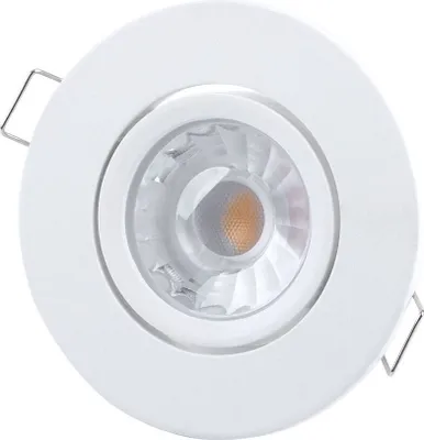 Produktbild von Malmbergs Einbaustrahler Home, Weiß, schwenkbar, dimmbar, 4,5W, 320lm, 2700K warmweiß, IP21, Kunststoff, Ultraflach, A+, Durchmesser 85mm, Einbautiefe 46mm, Einbauöffnung 70mm