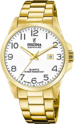 Produktbild von Festina Herrenuhr Swiss Made Armbanduhr Edelstahl gold UF20044/1