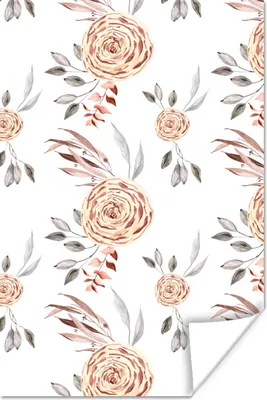 Produktbild von MuchoWow® Poster Rosen - Blumen - Blätter - Weiß 120x180 cm - Kunstposter