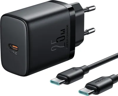 Produktbild von JR-TCF11 Schnellladegerät mit einer Leistung von bis zu 25 W + USB-C / USB-C-Kabel 1 m Schwarz