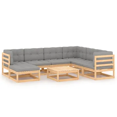 Produktbild von vidaXL 8-tlg. Garten-Lounge-Set mit Kissen Massivholz Kiefer
