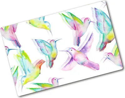 Produktbild von Tulup Glas Herdabdeckplatte - 80x52 cm - Glaskeramikkochfeld-Abdeckung Spritzschutz Glasabdeckplatte - Einteilig - Tiere - Kolibris - Mehrfarbig