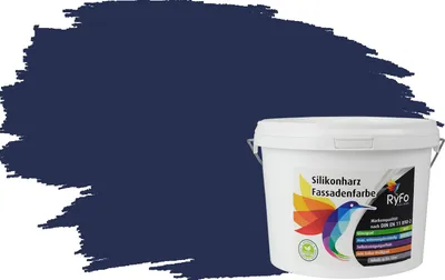 Produktbild von RyFo Colors Silikonharz Fassadenfarbe Lotuseffekt Trend Nachtblau 3l  - bunte Fassadenfarbe, weitere Blau Farbtöne und Größen erhältlich, Deckkraft Klasse 1