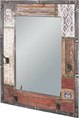 Produktbild von HAKU Wandgarderobe Wandspiegel Motiv, vintage - MDF, Metall, Spiegel, B/H/T: 55x75x8 cm