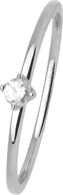Produktbild von Xenox Damen Ring 9 Karat 375er Weißgold mit 0,07 ct Diamanten Krappenfassung - Krappe XG4005, Ringgröße (Durchmesser):54 (17.2 mm Ø)
