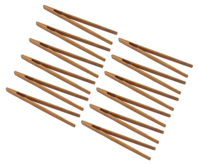 Imagen del producto de Pinzas de madera de bambú, 17,8 cm, juego de 12 unidades, para la cocina