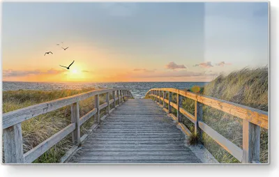 Produktbild von DEQORI Frühstücksbrett Glas 23x14 cm 'Dünenweg zum Meer' Schneidebrett Platte