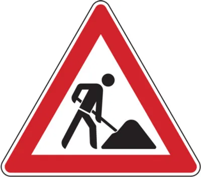 Produktbild von Dreifke® Verkehrszeichen - Baustelle (Arbeitsstelle), Zeichen 123 | Alu 2 mm,...