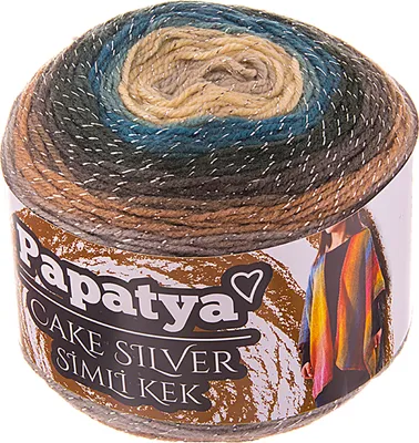 Produktbild von 150g Papatya Cake Silver mit Glitzerfaden Bobbel Strickgarn Häkelgarn Farbwahl
