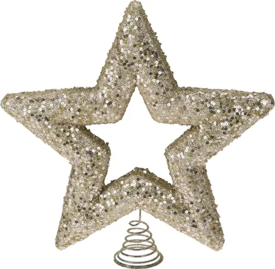 Produktbild von com-four® Weihnachtsbaumspitze Stern-Glitzer - Christbaumspitze für den Weihnachtsbaum - passend für jeden Christbaum - Stern zum Hinstellen für Weihnachten