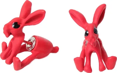 Produktbild von 3D Hasen Bunny Ohrstecker Front Back Ohrringe Rot