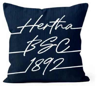 Produktbild von Hertha BSC Fan Kissen aus Cord, Navy, 45x45 cm – Offizielles Lizenzprodukt