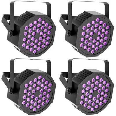 Produktbild von UV Schwarzlicht Bühnenbeleuchtung - LED Par 108W - 36 LED - DMX512 7-Kanal - mit Fernbedienung - 4er Pack EU-Stecker