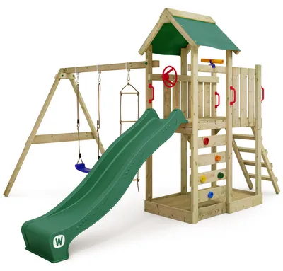Produktbild von Spielturm Wickey MultiFlyer mit Doppelschaukel und Rutsche, grün