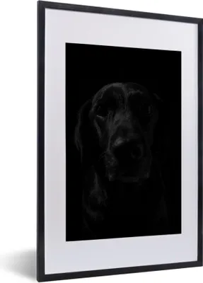 Produktbild von MuchoWow® MuchoWow® Gerahmtes Poster Hund - Haustier - Schwarz 40x60 cm - Poster mit zchwarzem Bilderrahmen - Poster in Rahmen