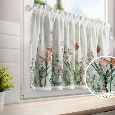 Zdjęcie produktu dla Zazdrostka NEMEZJA 60x150 cm biała z koronką na taśmie tunel