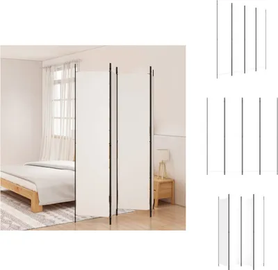 A room divider is shown in a bedroom setting, with a bed and a nightstand visible.