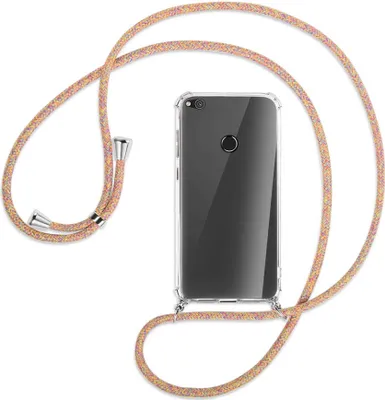 Produktbild von Handykette Backcover-Schutzhülle mit Band (Metall silberfarben) für Huawei P8 Lite / P9 Lite 2017 - Rainbow
