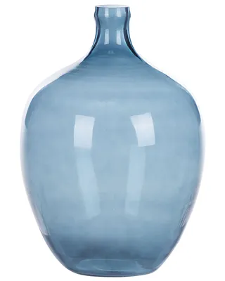 Zdjęcie produktu dla BELIANI Wazon dekoracyjny niebieski szklany 39 cm ręcznie wykonany ozdobny okrągły półprzeźroczysty na stół