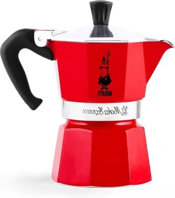 Zdjęcie produktu dla Włoski perkolator do kawy – z podgrzewaczem – na 1 filiżankę – 60 ml, aluminium – czerwony