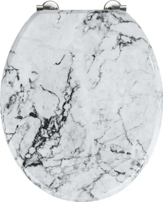Image de WENKO SIÈGE WC ONYX optique marbre Couvercle WC Lunettes MDF Salle de bains WC visiteurs