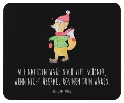 Produktbild von Mr. & Mrs. Panda Mousepad Fuchs  Schlittschuhe - Schwarz - Geschenk, Heiligabend, Tannenbaum, pc, Weihnachtsmann, Weihnachten, Mouse Pad, Weihnachtsbaum, Mauspad, laptop