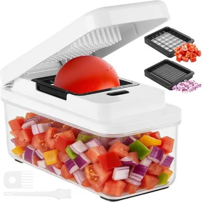 Produktbild von Multifunktionelles Gemüseschneidegerät, professionelle Mandoline für die Küche, Gemüseschneider mit 2 austauschbaren Messern, manueller Gemüseschneider