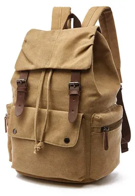 Imagen del producto de Mochila escolar mochila para portátil - Lona - Gran capacidad - Diseño vintage - Para colegio, trabajo y viajes