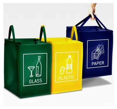 Produktbild von TRESKO Mülltrennsystem 3-in-1 für Glas, Plastik und Papier, Abfalltrennsystem leicht zu reinigen, robust