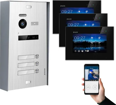 Produktbild von BALTER EVO Aufputz Silber 2-Draht 7" WiFi Monitor Schwarz Video Türsprechanlage Set 3 Familienhaus